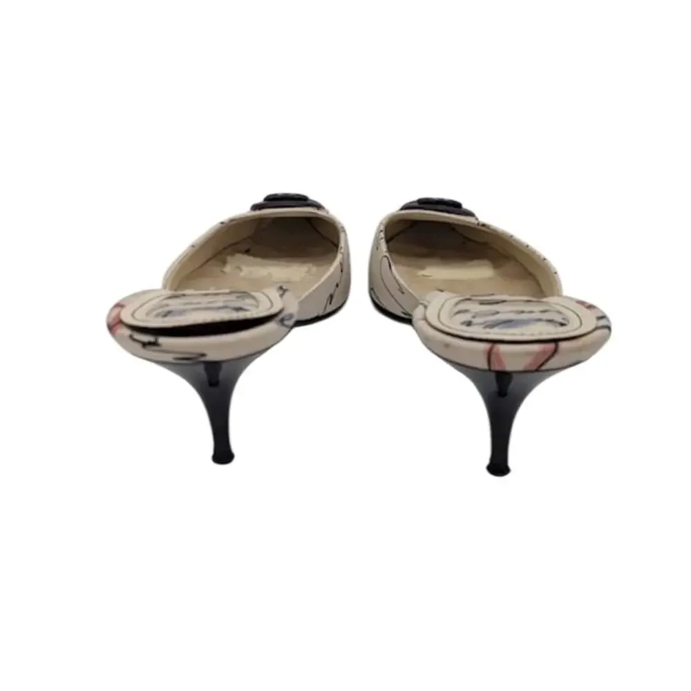 Vintage Y2K Chanel Script-Print CC Logo Women’s Mules Size 38 - Picture 7 of 15